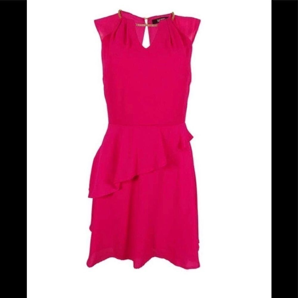 🎀XoXo juniors Embellished Peptum Dress Fuchsia xs